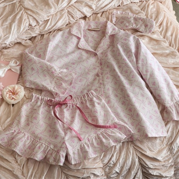 NWT LoveShackFancy Floral Sateen Pajama Set